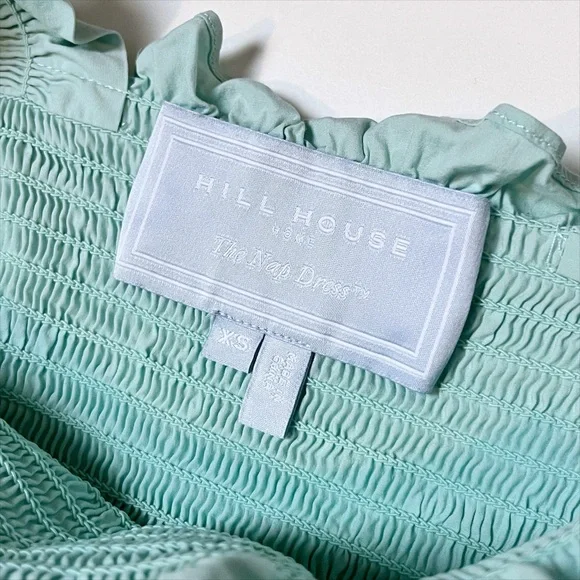 Hill House Home Ellie Nap Dress XS Bay Blue poplin stretch cotton ruffle midi - Picture 6 of 11